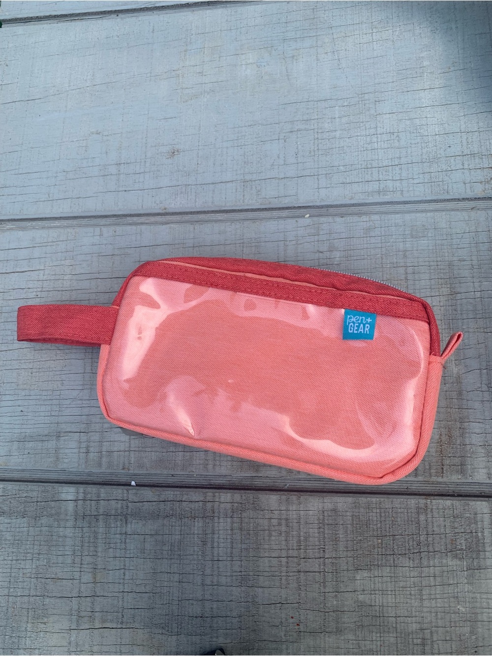 Pen & Gear Large Pencil Case Pink Coral Clear Window Zipper Pouch School Supply